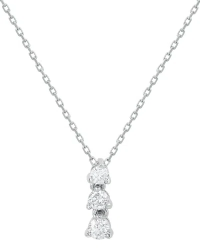 Suzy Levian 14k 0.33 Ct. Tw. Diamond 3-sone Graduating Pendant Necklace In White