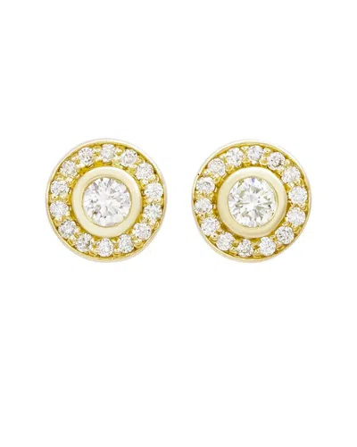 Suzy Levian 14k 0.33 Ct. Tw. Diamond Bezel Halo Studs In Gold