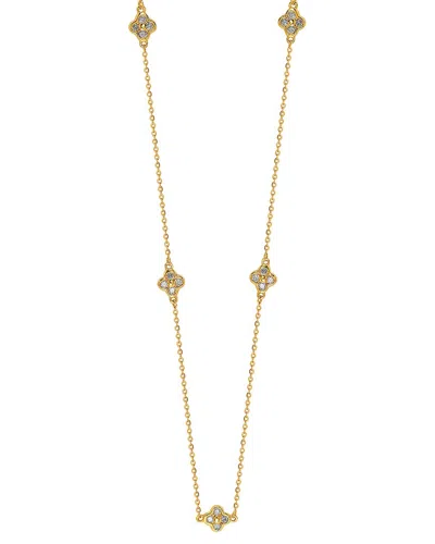 Suzy Levian 14k 0.40 Ct. Tw. Diamond Clover By The Yard Necklace In Gold