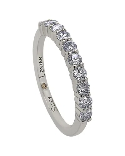 Suzy Levian 14k White Gold 0.50 Cttw Diamond Eternity Half Band In Silver