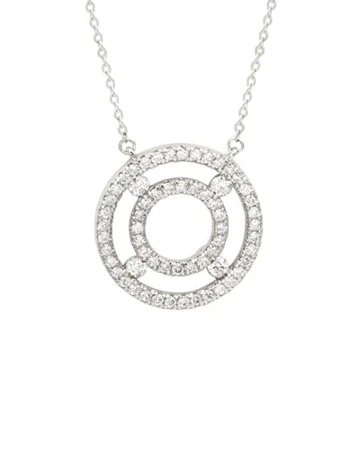 Suzy Levian 14k 0.75 Ct. Tw. Diamond Double Circle Necklace In Metallic
