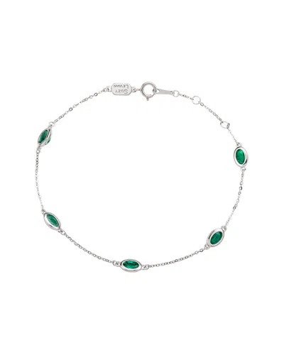 Suzy Levian 14k 1.00 Ct. Tw. Emerald Station Bracelet In Metallic