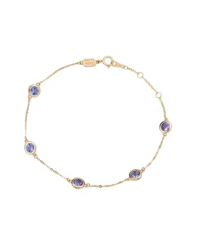 Suzy Levian 14k Yellow Gold 1.25 Cttw Round Cut Tanzanite Station Bracelet