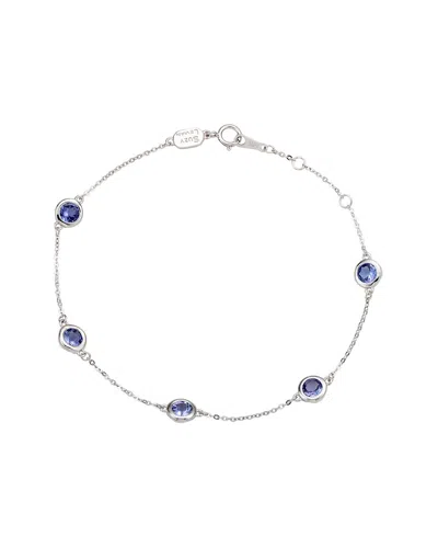 Suzy Levian 14k Yellow Gold 1.25 Cttw Round Cut Tanzanite Station Bracelet In Metallic
