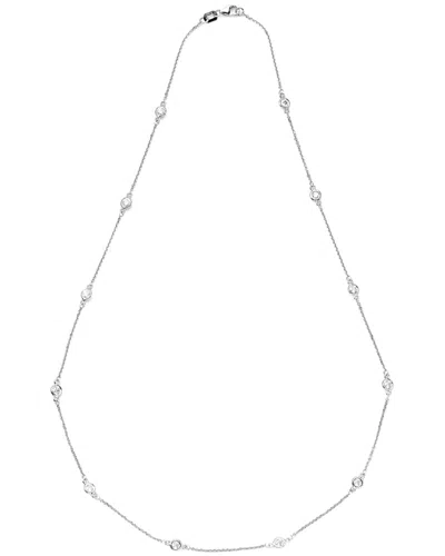 Suzy Levian 14k 1.30 Ct. Tw. Diamond Station Necklace In Silver
