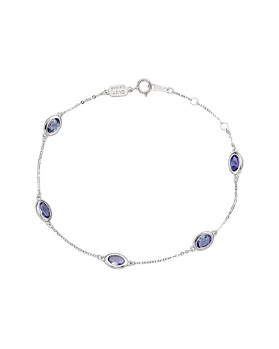Suzy Levian 14k 2.50 Ct. Tw. Tanzanite Station Bracelet In Silver