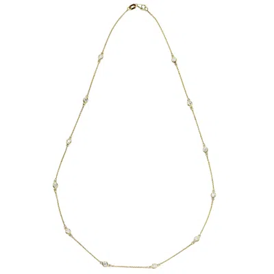 Pre-owned Suzy Levian 14k Gold 0.40 Carat Diamond By The Yard Station Necklace In Multi