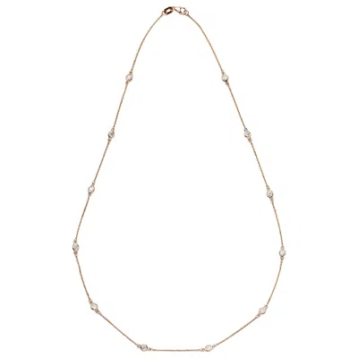Pre-owned Suzy Levian 14k Gold 0.40 Carat Diamond By The Yard Station Necklace In Multi