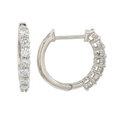 Suzy Levian 14k 1.40 Ct. Tw. Diamond Huggie Earrings In Silver