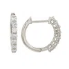 Suzy Levian 14k Gold 1.40 Cttw Diamond Huggie Hoop Earrings In White