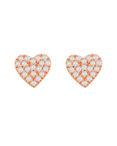 Suzy Levian 14k Rose Gold 0.09 Ct. Tw. Diamond Heart Earrings
