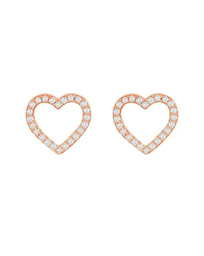 Suzy Levian 14k Rose Gold 0.10 Ct. Tw. Diamond Open Heart Studs In Gray