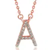 Suzy Levian 14k Rose Gold 0.10 Ctw Diamond Letter Initial Necklace In Pink