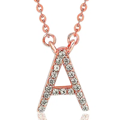 Suzy Levian 14k Rose Gold 0.10 Ctw Diamond Letter Initial Necklace In Silver