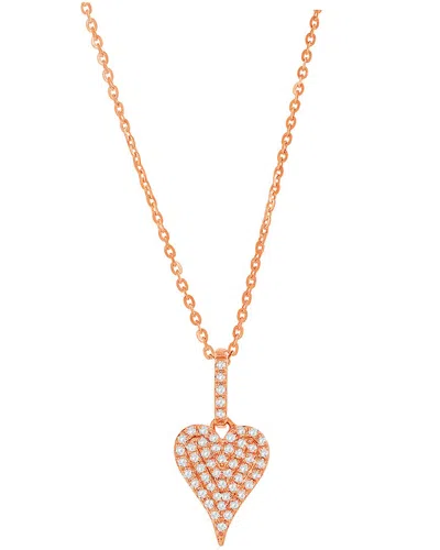 Suzy Levian 14k Rose Gold 0.11 Ct. Tw. Diamond Elongated Heart Necklace