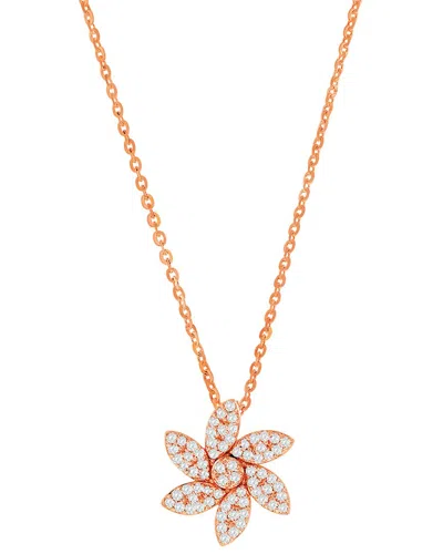 Suzy Levian 14k Rose Gold 0.14 Ct. Tw. Diamond Curved Flower Necklace