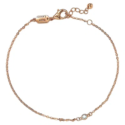 Pre-owned Suzy Levian 14k Rose Gold 0.15 Carat White Diamond Solitaire Bracelet
