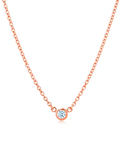 Suzy Levian 14k Rose Gold 0.15 Ct. Diamond Solitaire Necklace In White