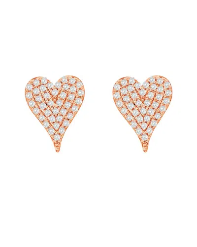 Suzy Levian 14k Rose Gold 0.16 Ct. Tw. Diamond Elongated Heart Studs