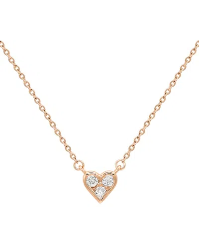 Suzy Levian 14k Rose Gold 0.18 Ct. Tw. Diamond Small Heart Pendant Necklace