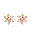 Suzy Levian 14k Rose Gold .20 Cttw Diamond Pave Curved Flower Stud Earrings In Gold