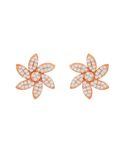 Suzy Levian 14k Rose Gold 0.20 Ct. Tw. Diamond Curved Flower Studs