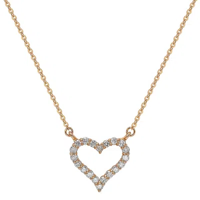 Suzy Levian 14k Rose Gold 0.25 Ctw Diamond Heart Necklace In Pink