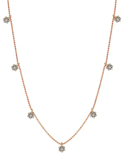 Suzy Levian 14k Rose Gold 0.30 Ct. Tw. Diamond Flower Station Necklace