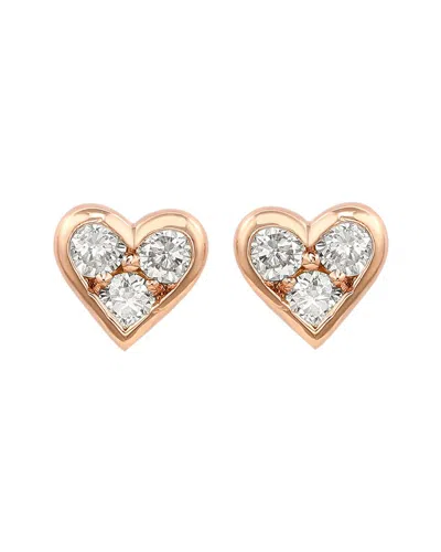 Suzy Levian 14k Rose Gold 0.30 Ct. Tw. Diamond Heart Studs