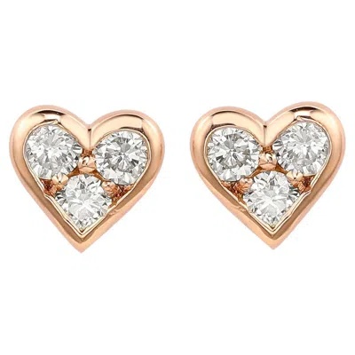 Pre-owned Suzy Levian 14k Rose Gold 0.30 Cttw Diamond Heart Earrings In Red
