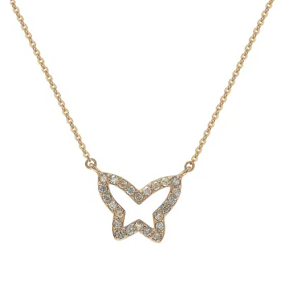Suzy Levian 14k Rose Gold 0.30cttw Diamond Butterfly Necklace In Silver
