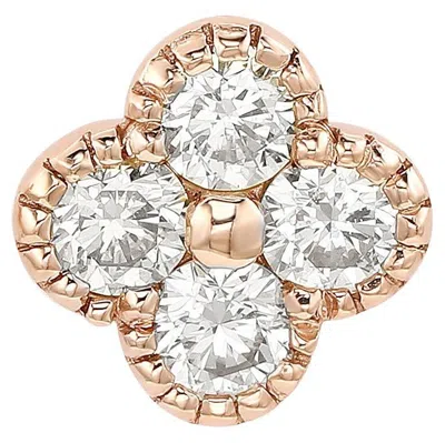 Pre-owned Suzy Levian 14k Rose Gold 0.35 Cttw Diamond Clover Stud Earring In Red