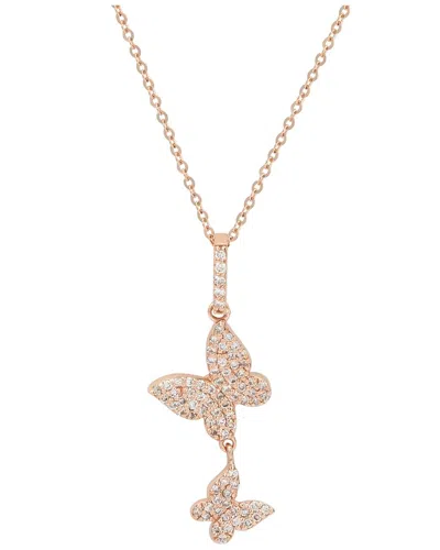 SUZY LEVIAN SUZY LEVIAN 14K ROSE GOLD 0.40 CT. TW. DIAMOND DOUBLE BUTTERFLY NECKLACE