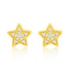 Suzy Levian 14k Rose Gold .06 Cttw Pave Diamond Star Stud Earrings In Gold