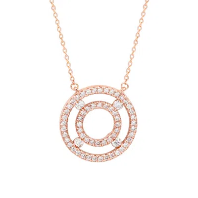 Suzy Levian 14k Rose Gold 0.75 Ctw Diamond Double Circle Necklace In Transparent