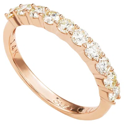 Pre-owned Suzy Levian 14k Rose Gold 1 Cttw Diamond Eternity Half Band In Red