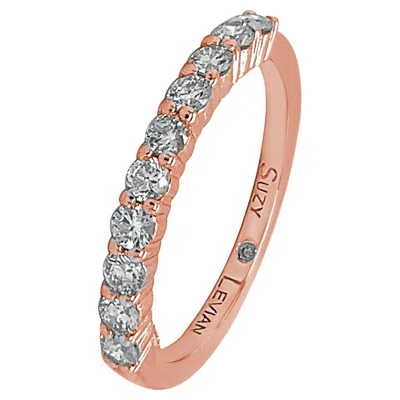 Pre-owned Suzy Levian 14k Rose Gold 1/2 Cttw Diamond Eternity Half Band In Red