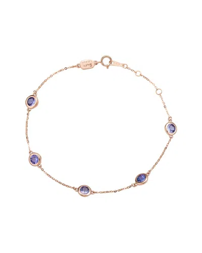 Suzy Levian 14k Yellow Gold 1.25 Cttw Round Cut Tanzanite Station Bracelet