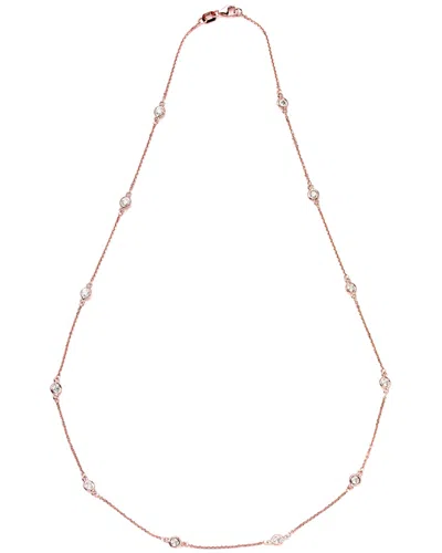 Suzy Levian 14k Rose Gold 1.30 Ct. Tw. Diamond Station Necklace In Silver