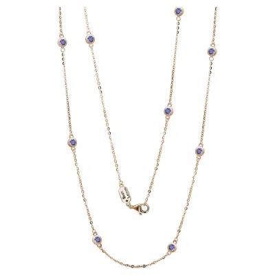 Pre-owned Suzy Levian 14k Rose Gold 1.50 Cttw Tanzanite Station Necklace In Red