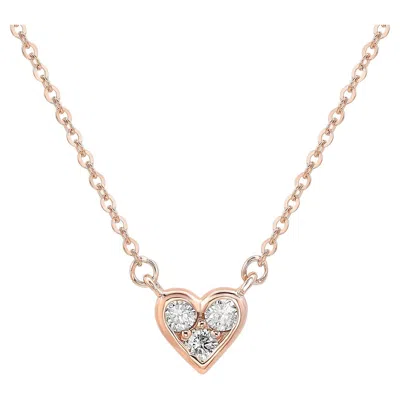 Pre-owned Suzy Levian 14k Rose Gold .18 Cttw Diamond Heart Necklace In Red
