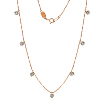 Suzy Levian 14k Rose Gold .30cttw Diamond Flower Station Necklace In Red