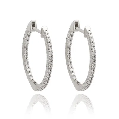SUZY LEVIAN 14K ROSE GOLD 3/4CTTW TDW INSIDE OUT DIAMOND HUGGIE EARRINGS