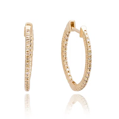 Suzy Levian 14k Rose Gold 3/4cttw Tdw Inside Out Diamond Huggie Earrings In Brown