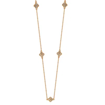 Suzy Levian 14k Rose Gold .40ttw Diamond Clover By The Yard Necklace