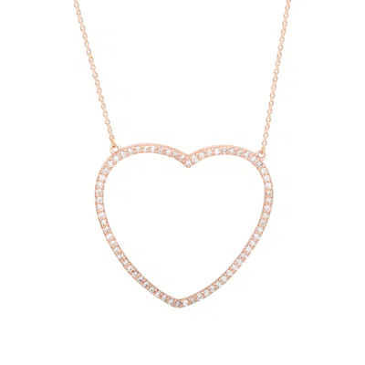 Suzy Levian 14k Rose Gold & .70cttw Diamond Large Heart Pendant