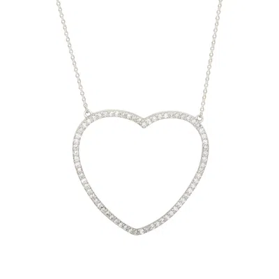 Suzy Levian 14k Rose Gold & .70cttw Diamond Large Heart Pendant In Metallic