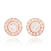 Suzy Levian 14k Rose Gold Bezel Set Halo 0.33cttw Diamond Stud Earrings In Pink