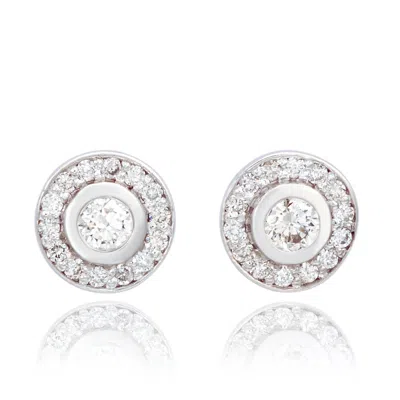 Suzy Levian 14k Rose Gold Bezel Set Halo 0.33cttw Diamond Stud Earrings In Metallic