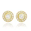 Suzy Levian 14k Rose Gold Bezel Set Halo 0.33cttw Diamond Stud Earrings In Gold